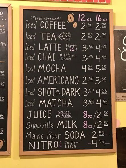 photo of hot drinks menu
