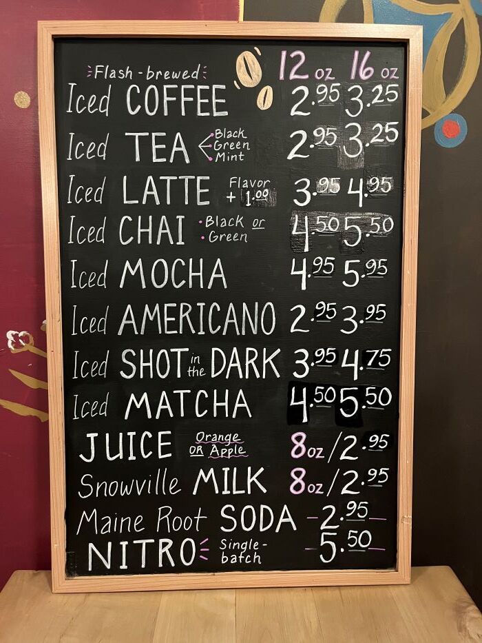 photo of hot drinks menu