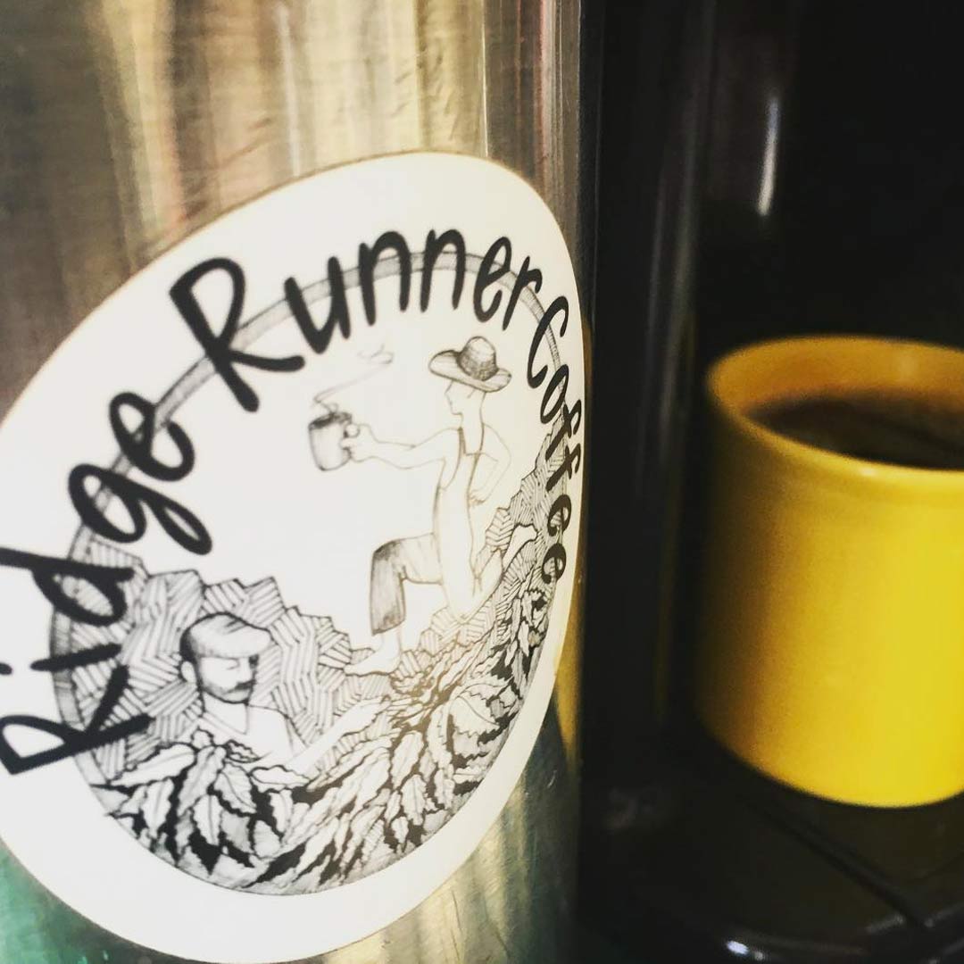 photo of Ridge Runner Coffee sticker on pitcher